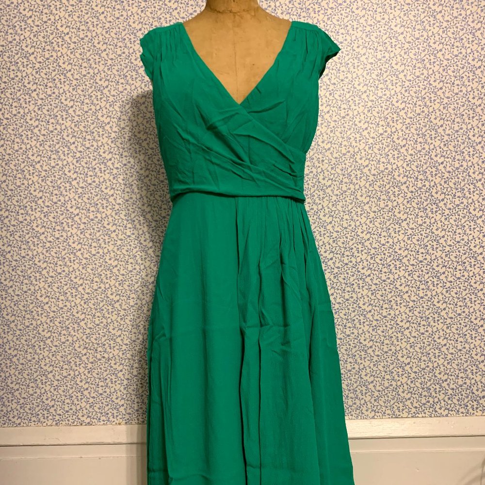 Kate Spade Aqua-Emerald V-Neck A-Line Dress